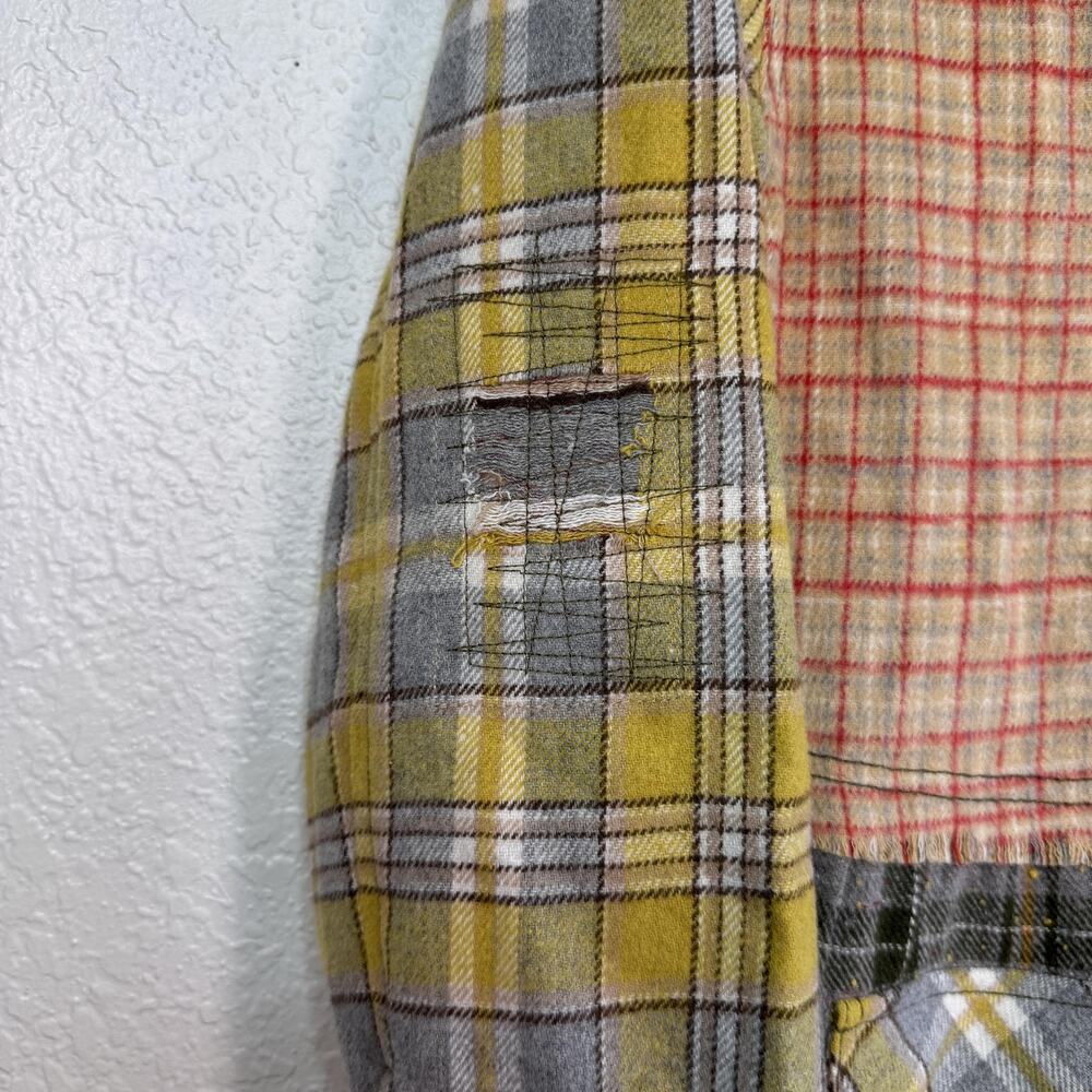 Ivy Jane Jacket Womens Small Patchwork Plaid Flannel Boho Distressed Artsy Coat - Picture 8 of 13